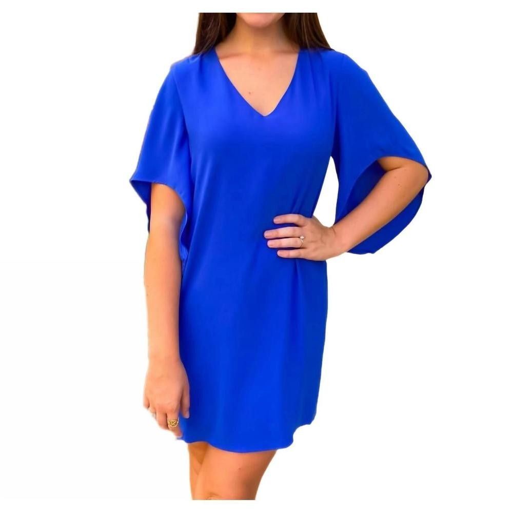 Anna Cate Meredith Dress Mini Shift Royal Blue V-Neck Size Medium